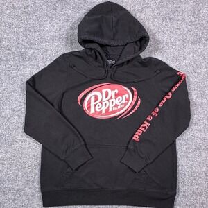 Dr Pepper Hoodie Mens XL Black Always One of a Kind Graphic Pullover Sweatshirt